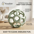 XnasBak™ Orbit Chew Sphere | Durable Rubber Dog Toy for Aggressive Chewers, Hollow Lattice Fetch Ball for Puppies & Medium Dogs, Easy-Grip Treat Dispenser Toy, Washable & Non-Toxic