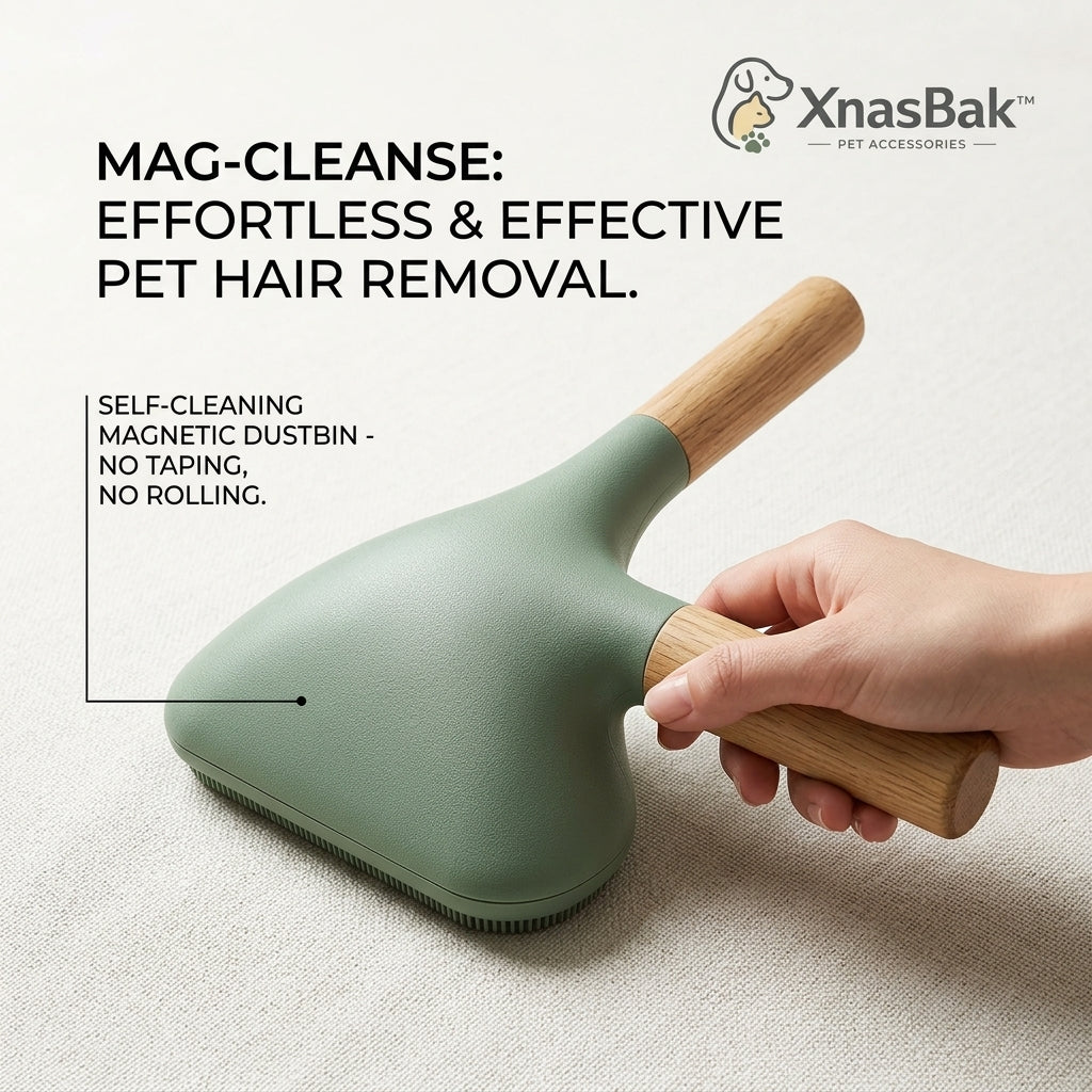 XnasBak™ Mag-Cleanse Pet Hair Remover – Reusable Lint Brush & Fur Removal Tool for Couch, Carpet, & Clothing – Self-Cleaning Magnetic Dustbin, No Tape, No Rollers